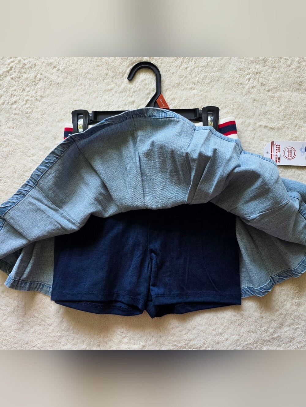 New Hello Kitty Sanrio Girls Cotton Denim Skort, summer / back to school, Size M - Picture 5 of 8